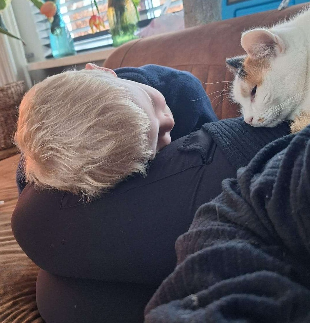 Met de kat bankhangen